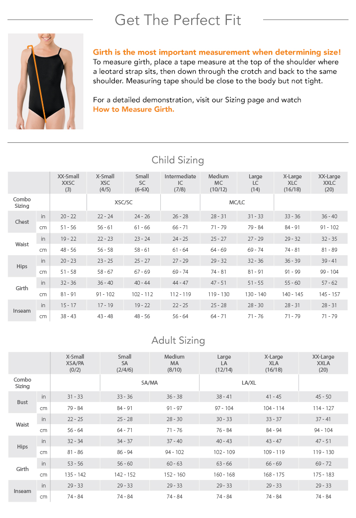 Dancewear Solutions Size Chart